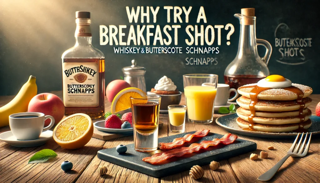 DALL·E 2024 10 25 19.46.53 A realistic landscape image for the Why Try a Breakfast Shot section. The image shows a cozy brunch table with a breakfast shot whiskey and butter